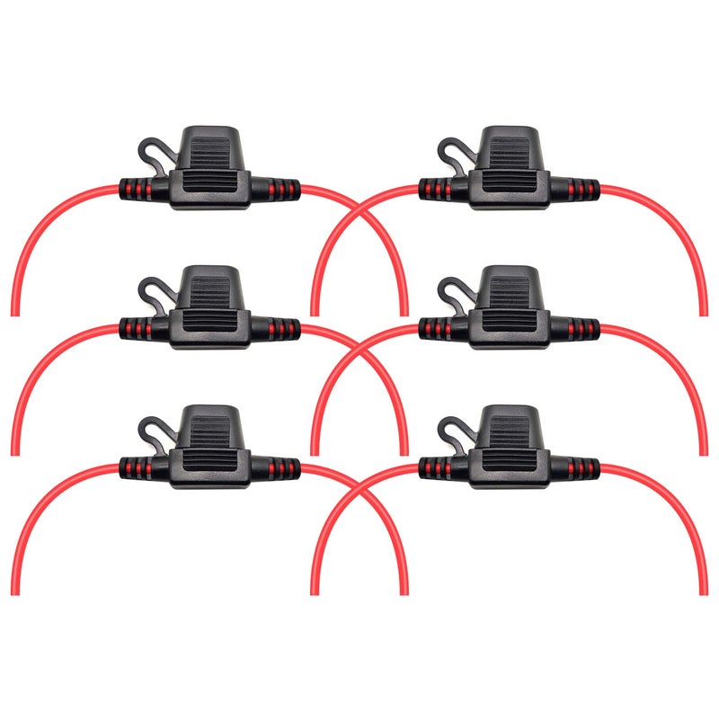 VANTRONIK Waterproof MINI Inline Fuse Holder with 16 Gauge AWG Wire 12 Inches Long, Fit for ATM Blade Small Fuse in Vehicle/Boat/RV/Tractor, 6 Pack - Image 1